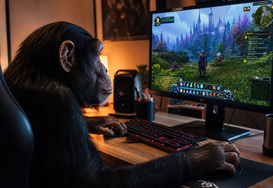 Chimp playing a game image